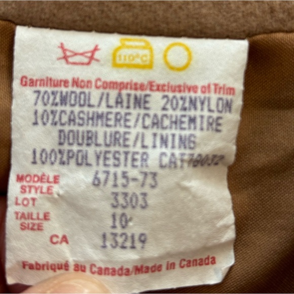 LA REDOUTE Vintage Wool Cashmere Double Breasted Tan Coat - Picture 6 of 6